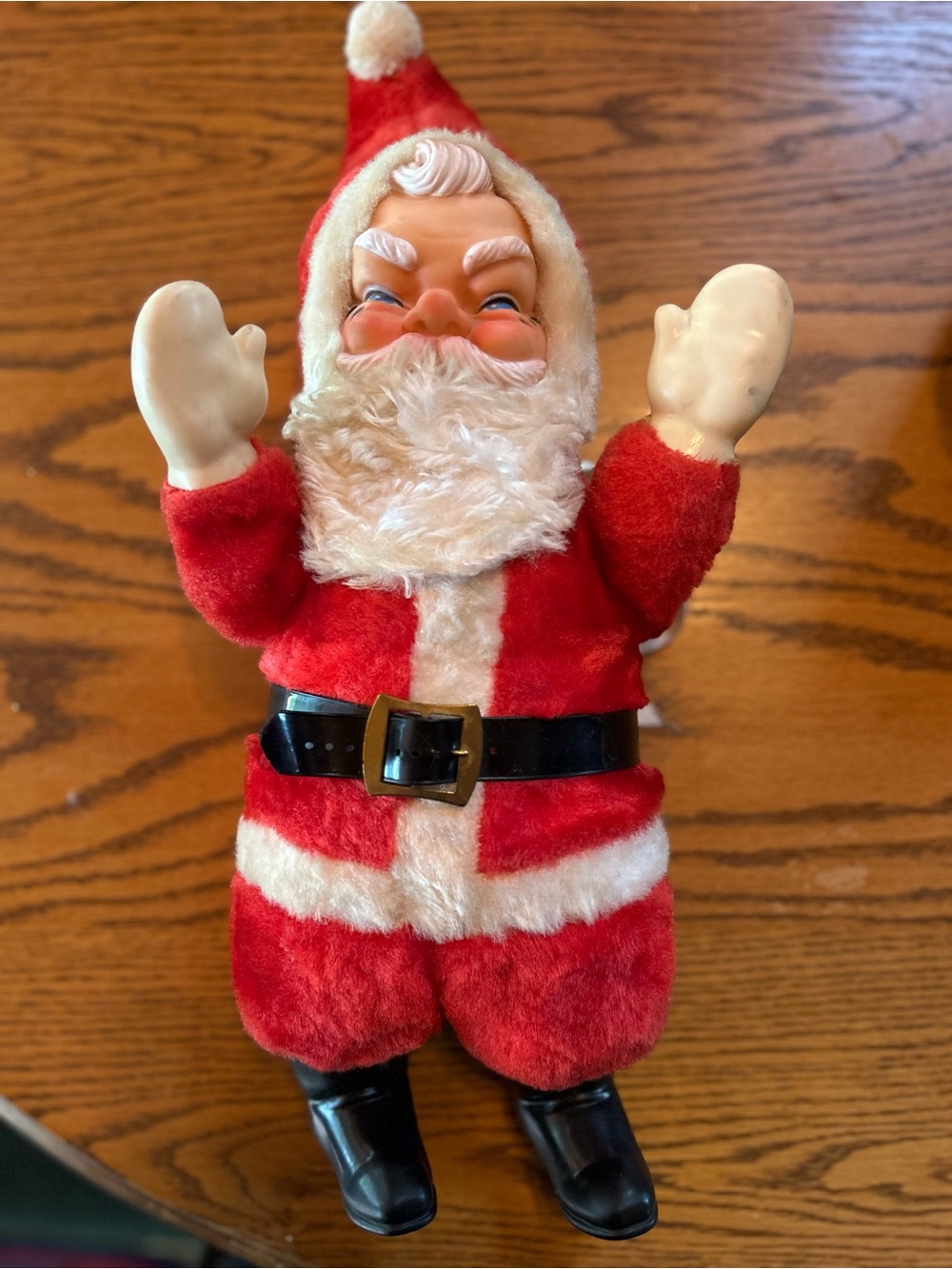 Vintage 1950s Rubber Face Santa Claus Plush Doll Mid Century Christmas Decor